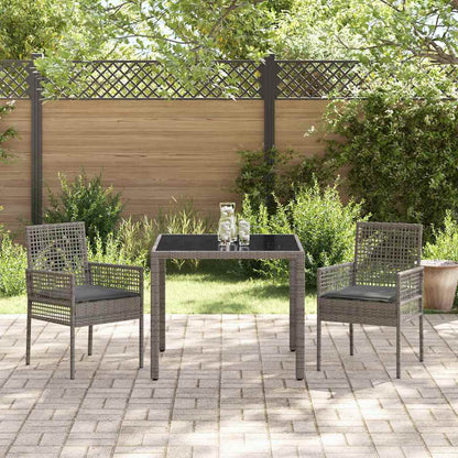 Garten Essgruppe 3 pcs Grau Poly Rattan