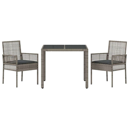 Garten Essgruppe 3 pcs Grau Poly Rattan