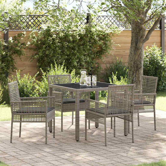 Garten Essgruppe 5 pcs Grau Poly Rattan