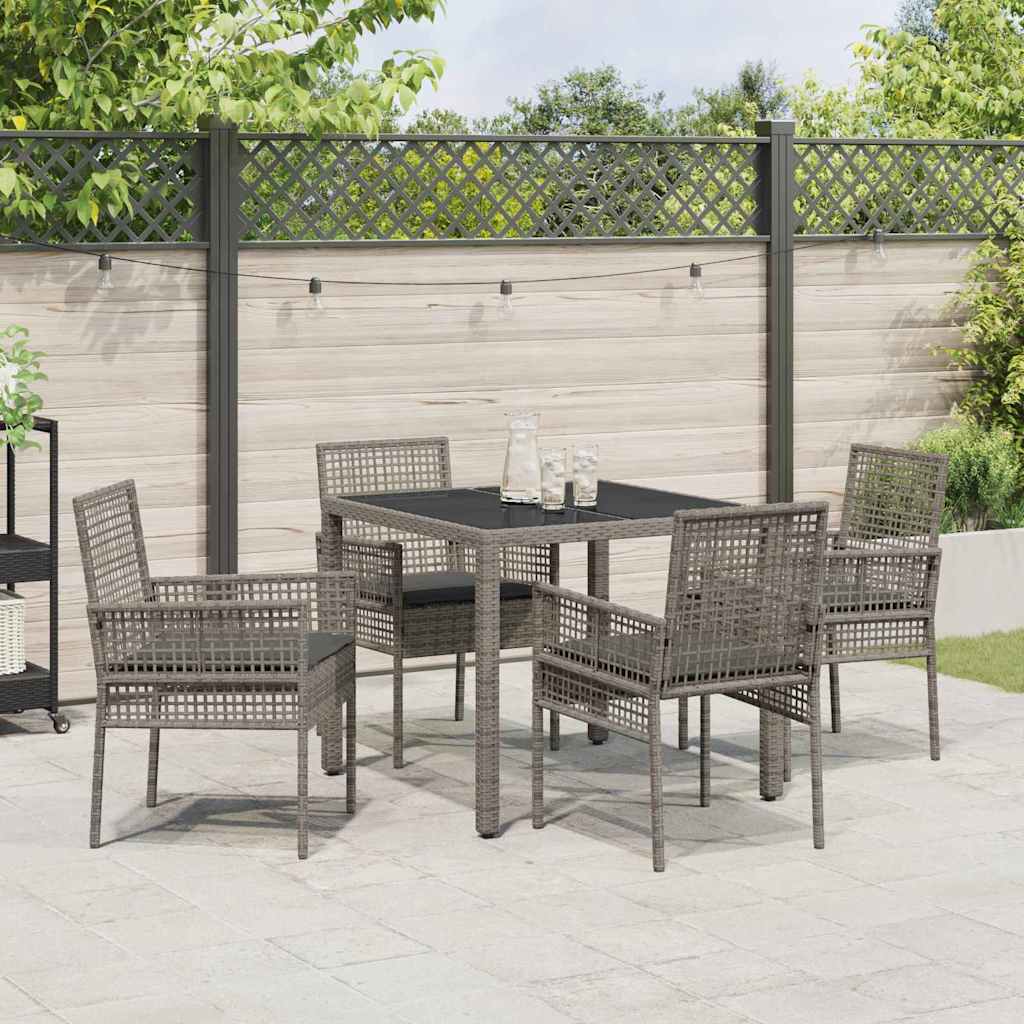 Garten Essgruppe 5 pcs Grau Poly Rattan