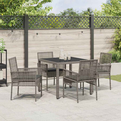 Garten Essgruppe 5 pcs Grau Poly Rattan