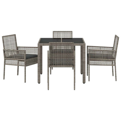 Garten Essgruppe 5 pcs Grau Poly Rattan