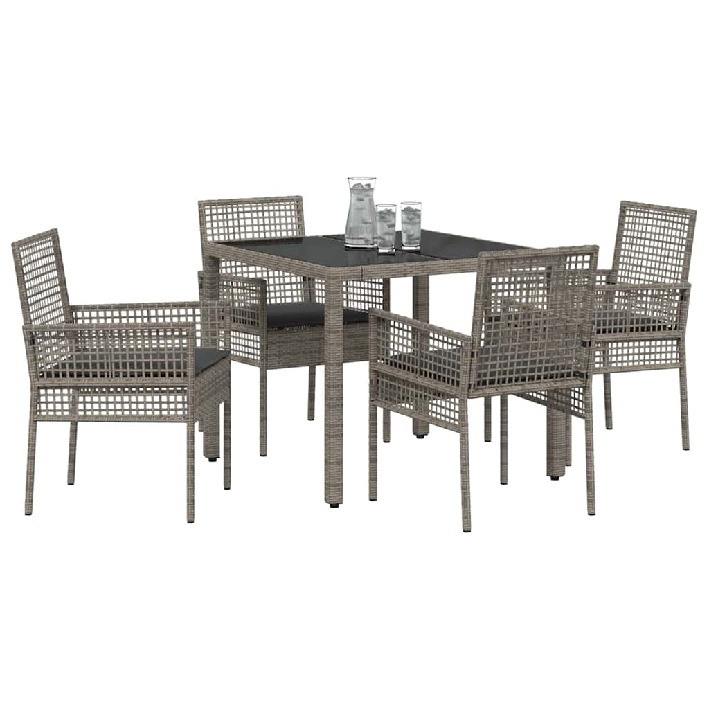 Garten Essgruppe 5 pcs Grau Poly Rattan