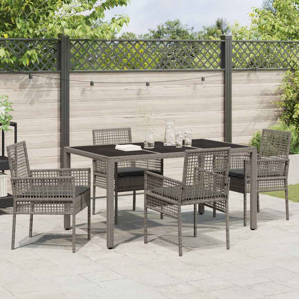 Garten Essgruppe 5 pcs Grau Poly Rattan