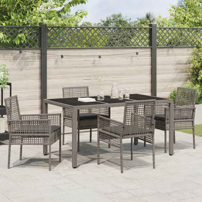 Garten Essgruppe 5 pcs Grau Poly Rattan