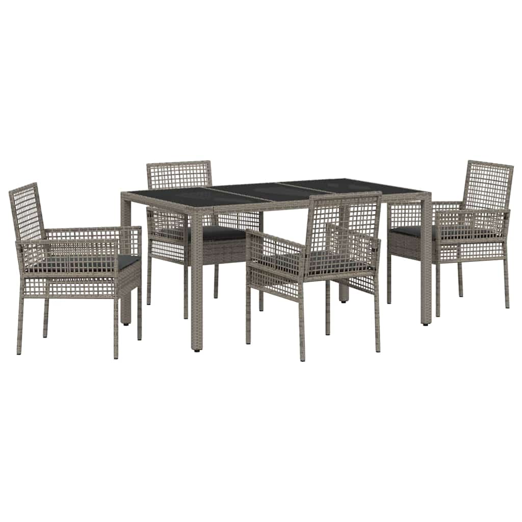 Garten Essgruppe 5 pcs Grau Poly Rattan