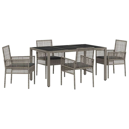 Garten Essgruppe 5 pcs Grau Poly Rattan