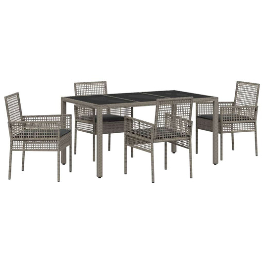 Garten Essgruppe 5 pcs Grau Poly Rattan