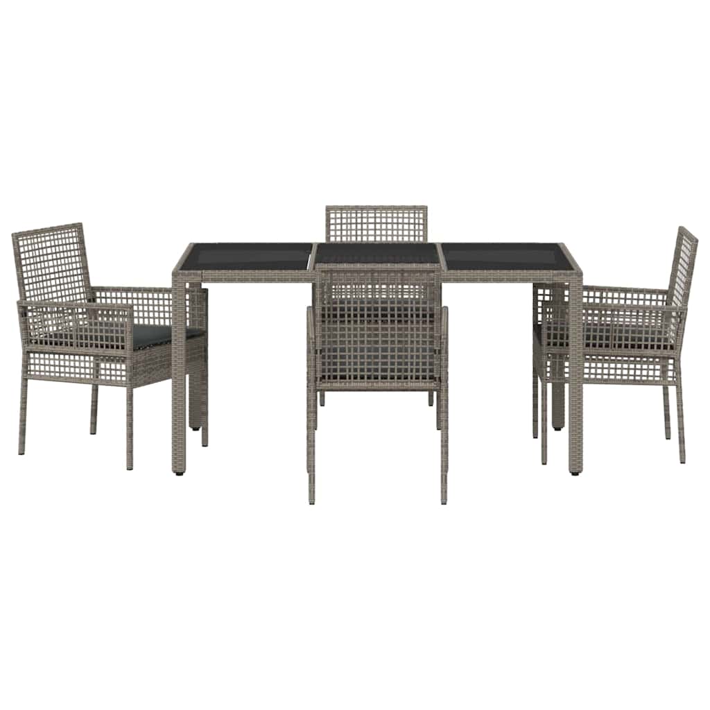 Garten Essgruppe 5 pcs Grau Poly Rattan