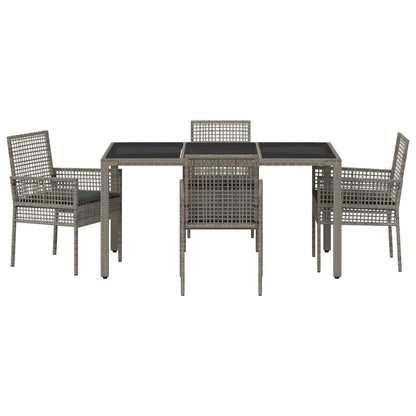 Garten Essgruppe 5 pcs Grau Poly Rattan