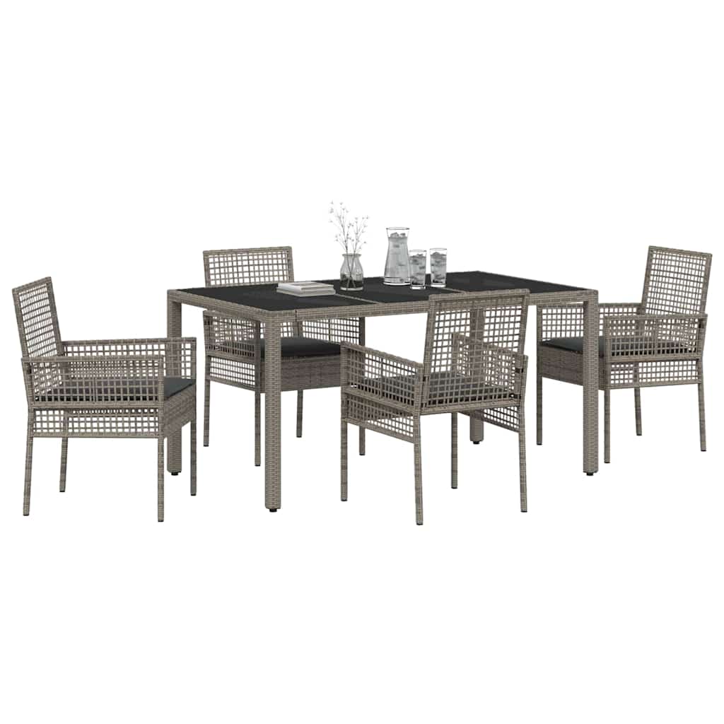 Garten Essgruppe 5 pcs Grau Poly Rattan