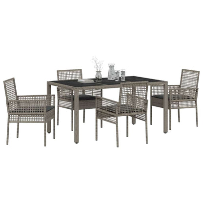 Garten Essgruppe 5 pcs Grau Poly Rattan