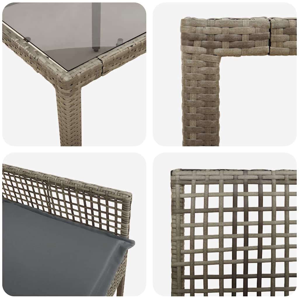 Garten Essgruppe 7 pcs Grau Poly Rattan