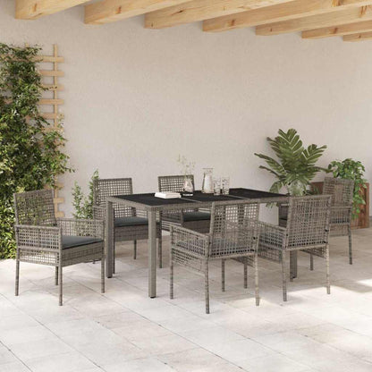 Garten Essgruppe 7 pcs Grau Poly Rattan