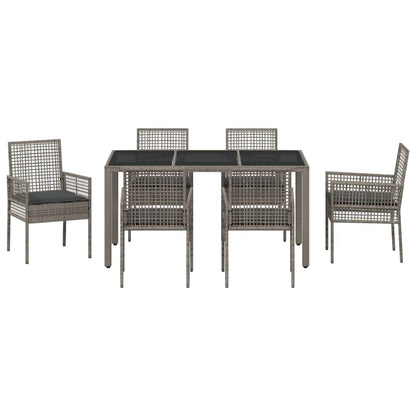 Garten Essgruppe 7 pcs Grau Poly Rattan