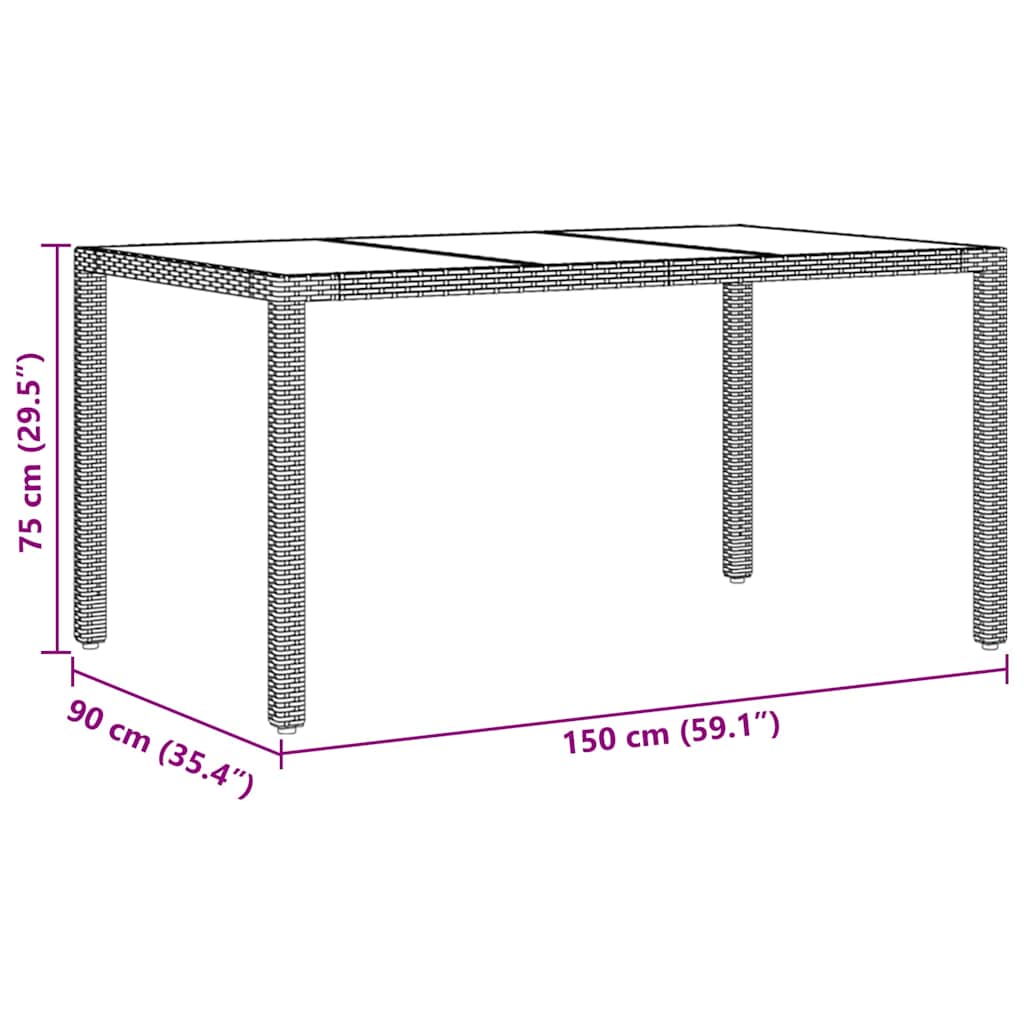 Garten Essgruppe 7 pcs Grau Poly Rattan