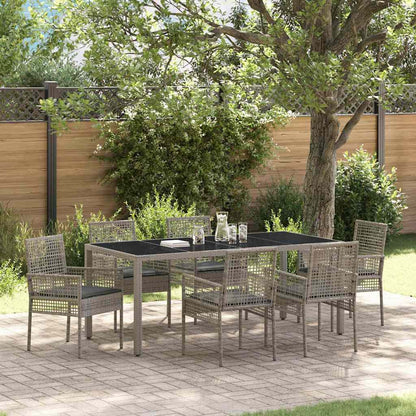 Garten Essgruppe 7 pcs Grau Poly Rattan