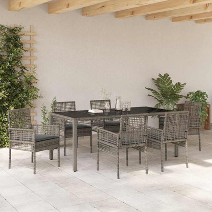 Garten Essgruppe 7 pcs Grau Poly Rattan