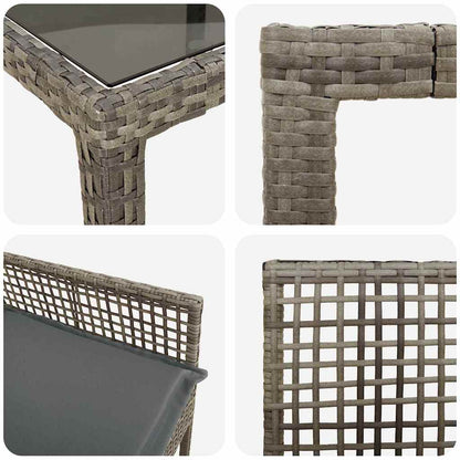 Garten Essgruppe 9 pcs Grau Poly Rattan