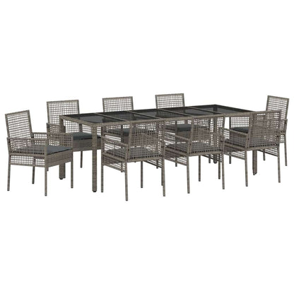 Garten Essgruppe 9 pcs Grau Poly Rattan