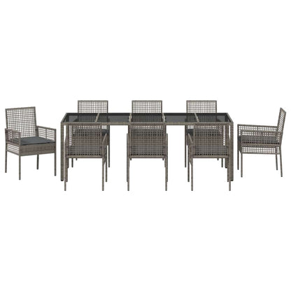 Garten Essgruppe 9 pcs Grau Poly Rattan