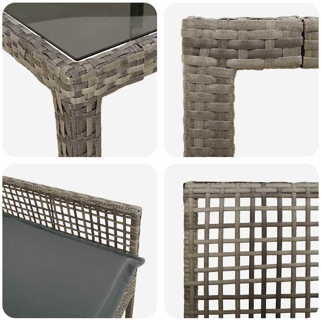 Garten Essgruppe 11 pcs Grau Poly Rattan