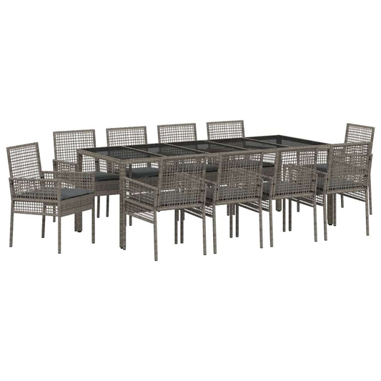 Garten Essgruppe 11 pcs Grau Poly Rattan
