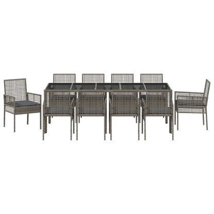 Garten Essgruppe 11 pcs Grau Poly Rattan