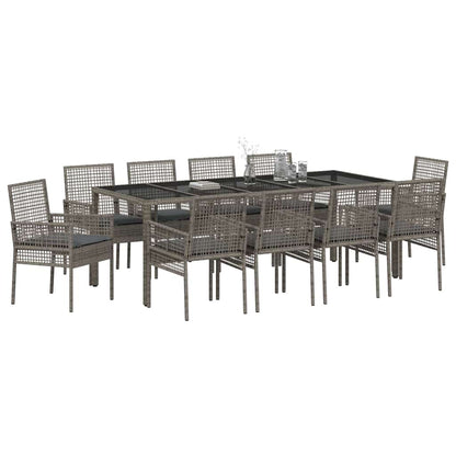 Garten Essgruppe 11 pcs Grau Poly Rattan