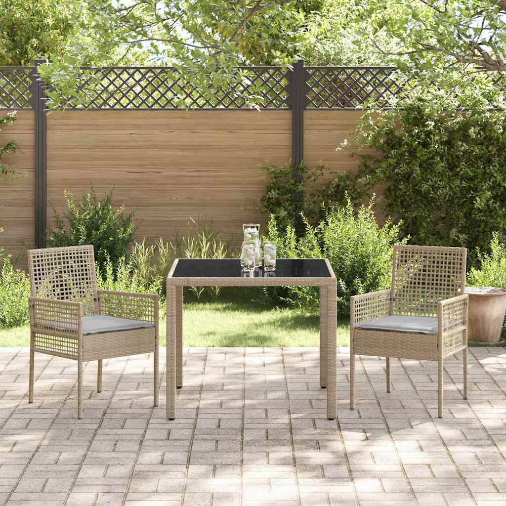 Garten Essgruppe 3 pcs Beige Poly Rattan