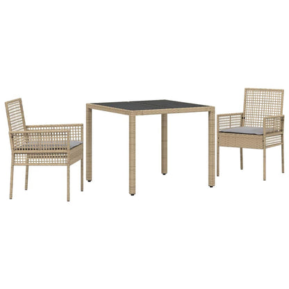 Garten Essgruppe 3 pcs Beige Poly Rattan