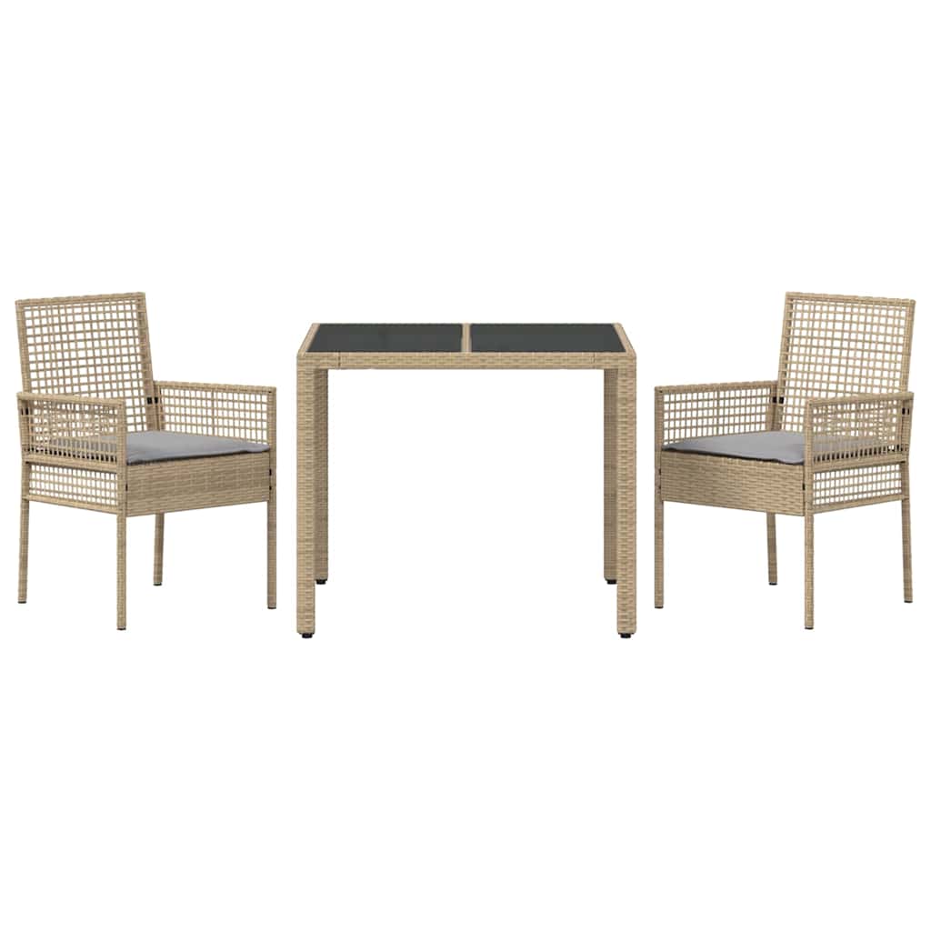 Garten Essgruppe 3 pcs Beige Poly Rattan
