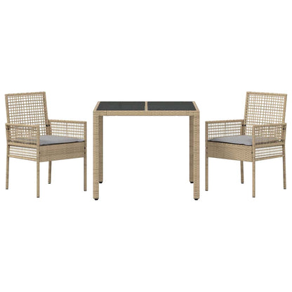 Garten Essgruppe 3 pcs Beige Poly Rattan