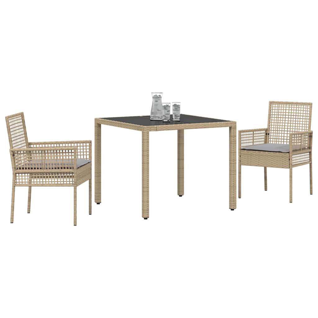 Garten Essgruppe 3 pcs Beige Poly Rattan