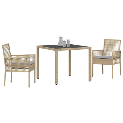 Garten Essgruppe 3 pcs Beige Poly Rattan