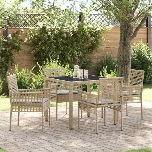 Garten Essgruppe 5 pcs Beige Poly Rattan