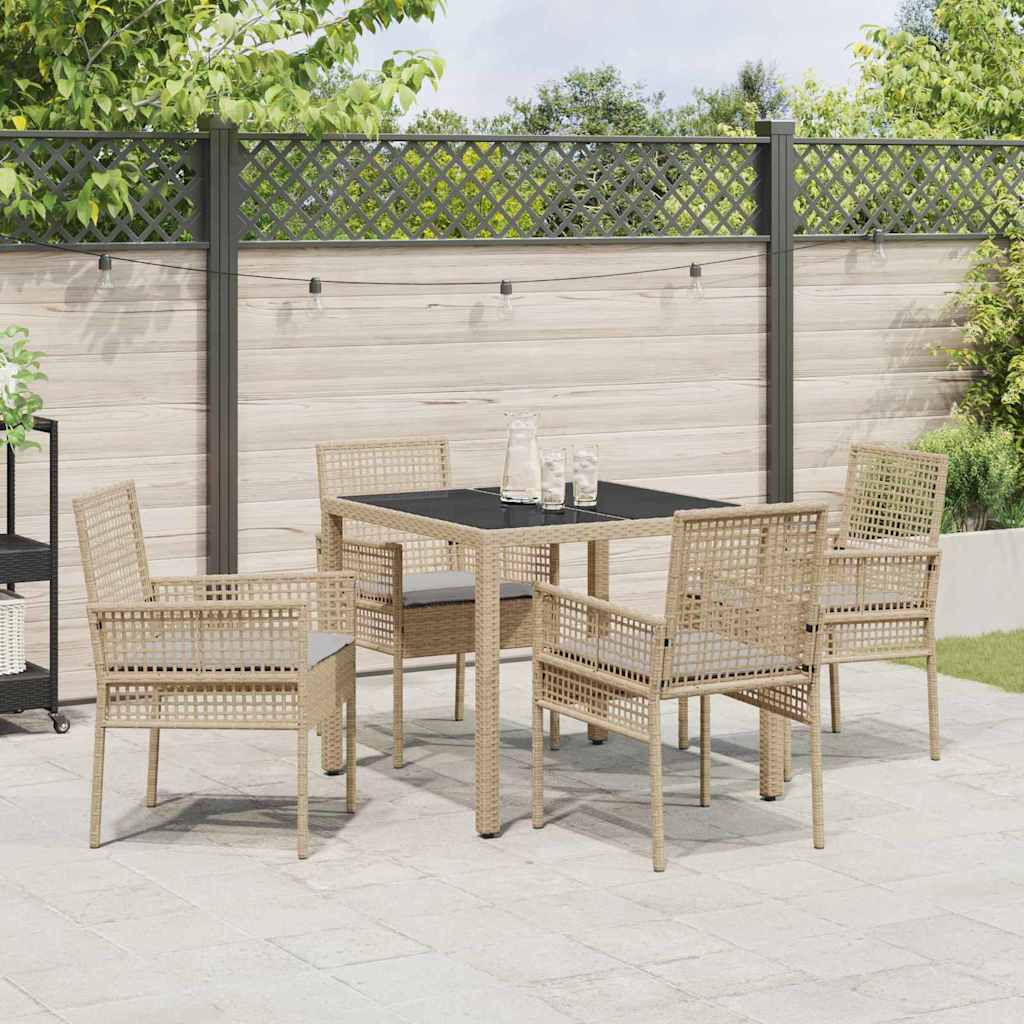 Garten Essgruppe 5 pcs Beige Poly Rattan