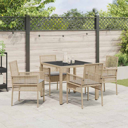 Garten Essgruppe 5 pcs Beige Poly Rattan