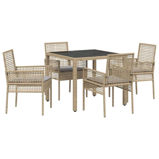 Garten Essgruppe 5 pcs Beige Poly Rattan