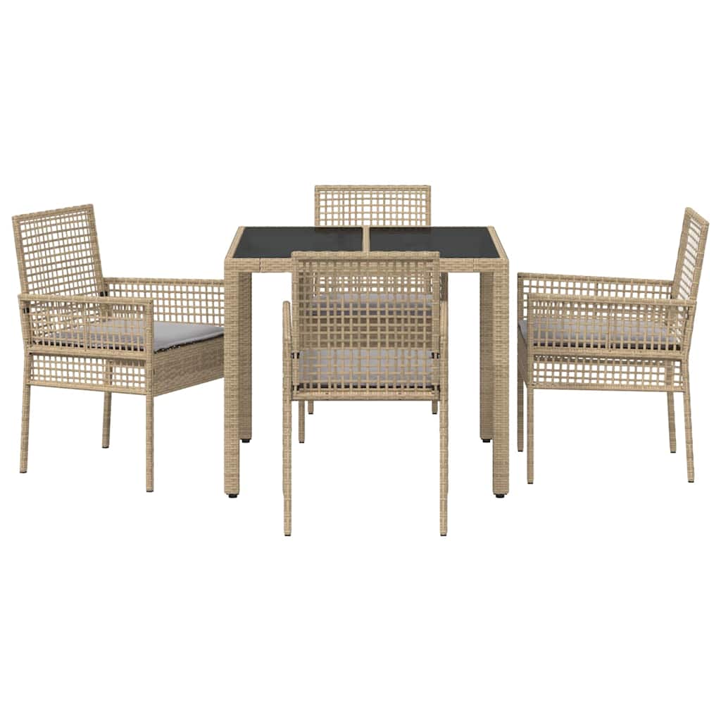 Garten Essgruppe 5 pcs Beige Poly Rattan