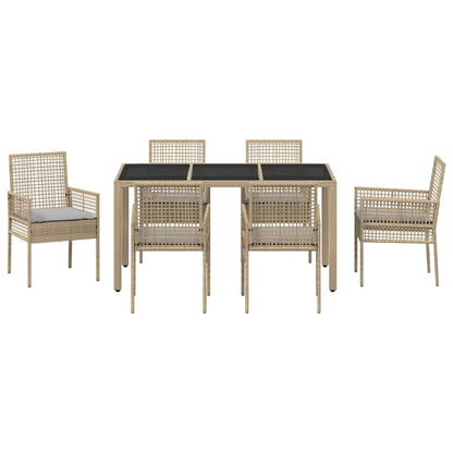Garten Essgruppe 7 pcs Beige Poly Rattan
