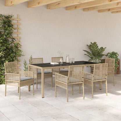 Garten Essgruppe 7 pcs Beige Poly Rattan