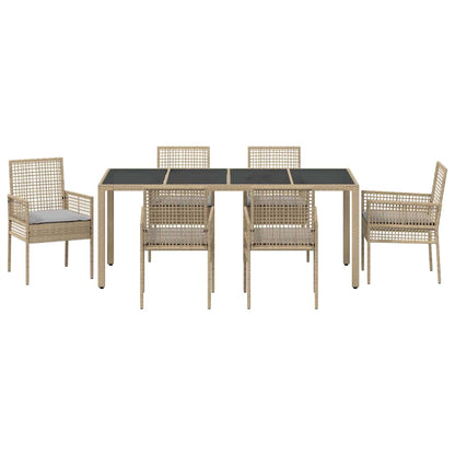 Garten Essgruppe 7 pcs Beige Poly Rattan