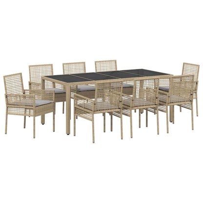 Garten Essgruppe 9 pcs Beige Poly Rattan