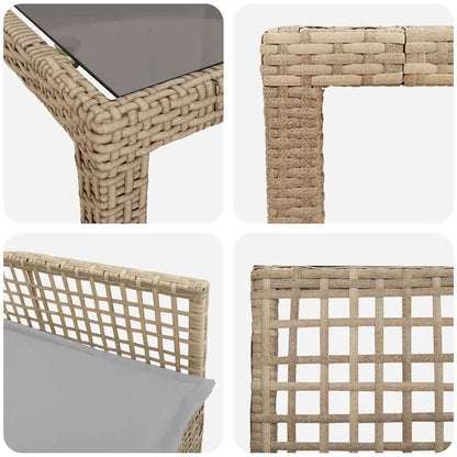 Garten Essgruppe 9 pcs Beige Poly Rattan