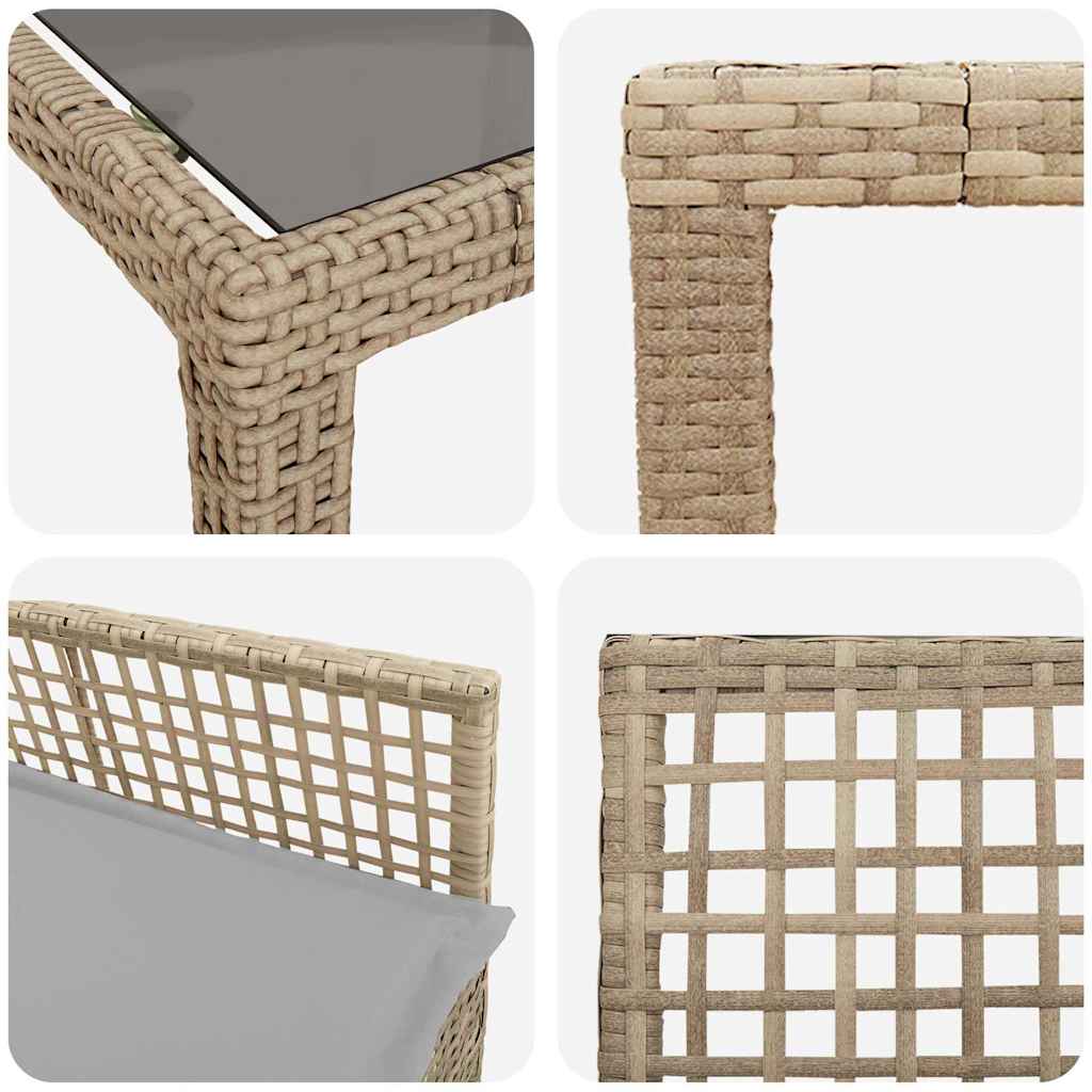 Garten Essgruppe 11 pcs Beige Poly Rattan