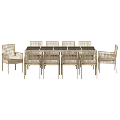 Garten Essgruppe 11 pcs Beige Poly Rattan