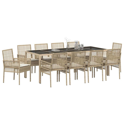 Garten Essgruppe 11 pcs Beige Poly Rattan