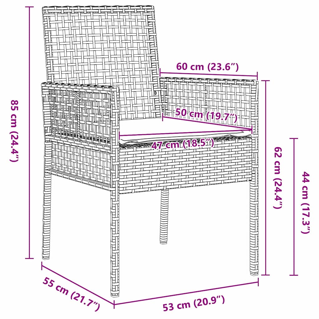Garten Essgruppe 11 pcs Beige Poly Rattan