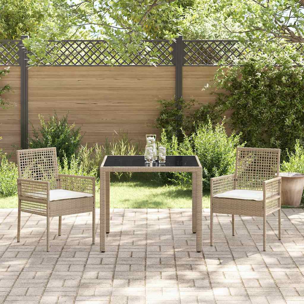 Garten Essgruppe 3 pcs Beige Poly Rattan